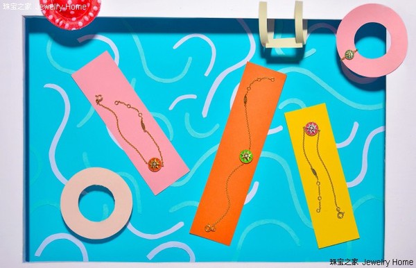 Dior 迪奥 Rose des vents系列 橙色釉漆、绿色釉漆、粉红色釉漆手链.jpg